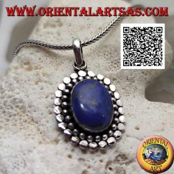 Pendentif en argent avec lapis lazuli ovale entouré de boules et de disques