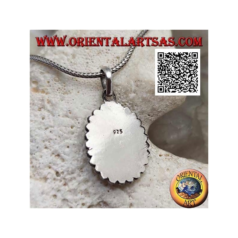 Colgante de plata con lapislázuli ovalado rodeado de bolas y discos