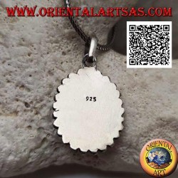 Pendentif en argent avec lapis lazuli ovale entouré de boules et de disques