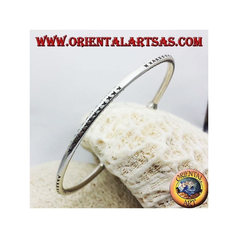ronde solide à la main bracelet en argent