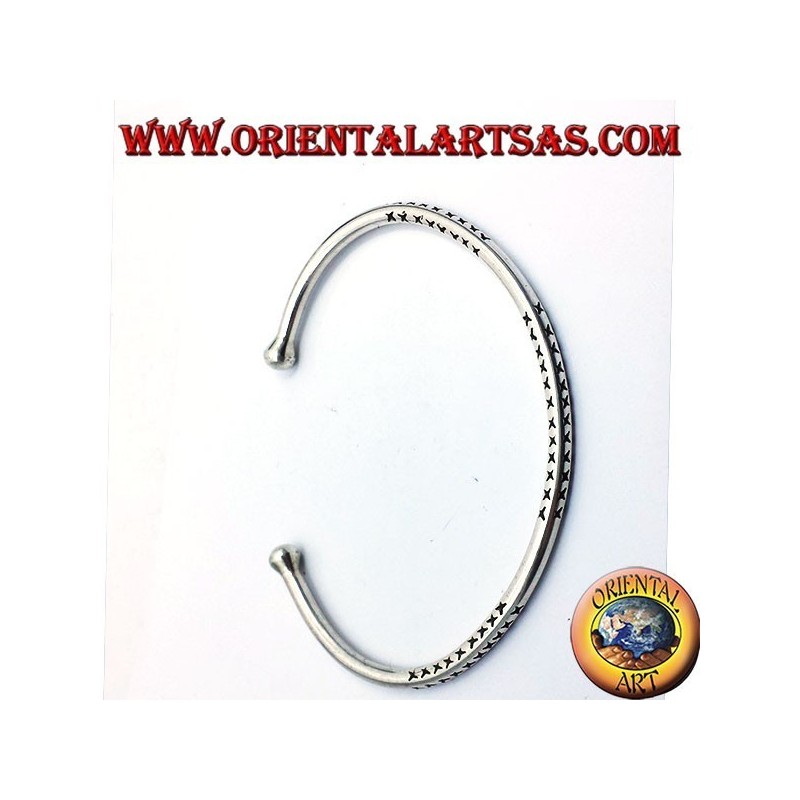 ronde solide à la main bracelet en argent