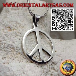 Silver pendant in the shape of a smooth peace symbol and large hook (Ø 28 mm.)