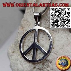 Colgante de plata en forma de símbolo de la paz liso y gancho grande (Ø 28 mm.)