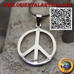 Colgante de plata en forma de símbolo de la paz liso y gancho grande (Ø 28 mm.)