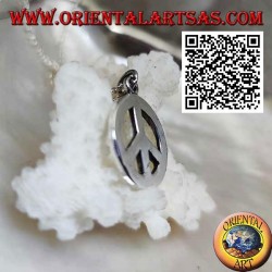 Colgante de plata lisa y gruesa en forma de símbolo de la paz (Ø 18 mm.)