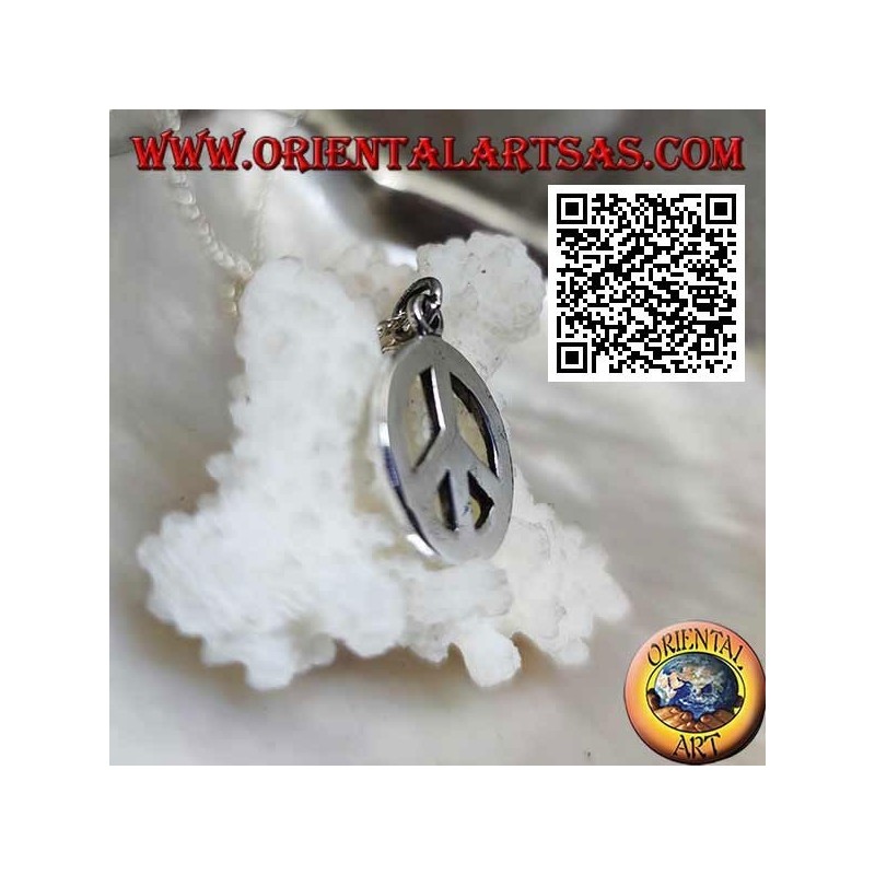 Ciondolo in argento a forma di simbolo della pace liscio e spesso (Ø 18 mm.)