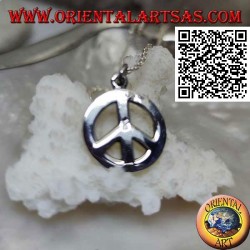 Colgante de plata lisa y gruesa en forma de símbolo de la paz (Ø 18 mm.)