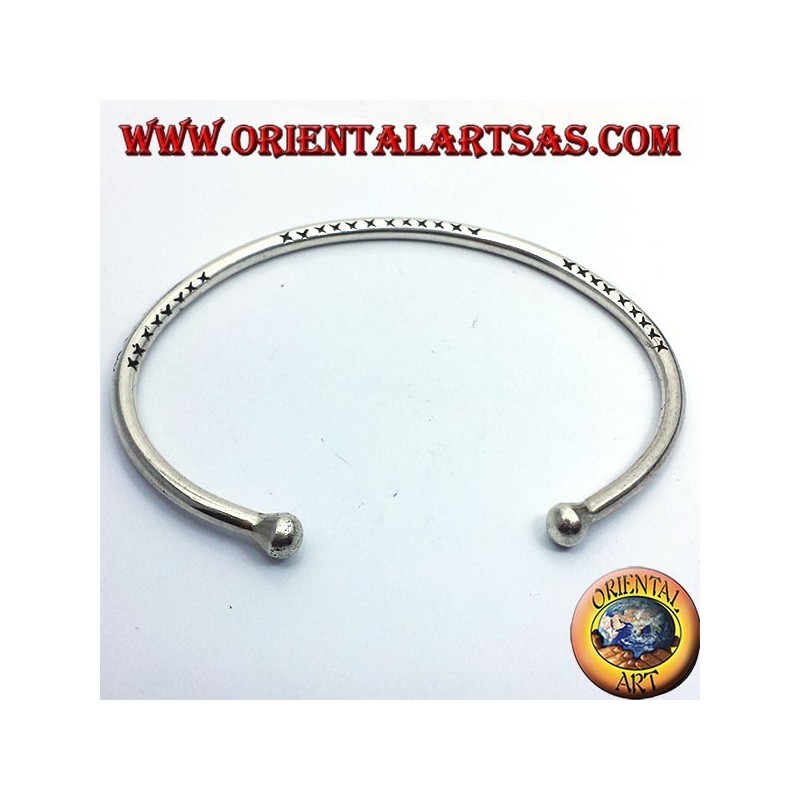 pulsera hecha a mano de plata sólida ronda