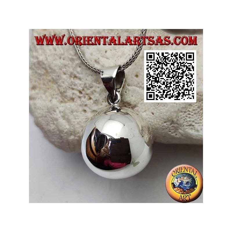 Pendentif en argent simple et lisse "Appel des anges" (Ø 23mm.)
