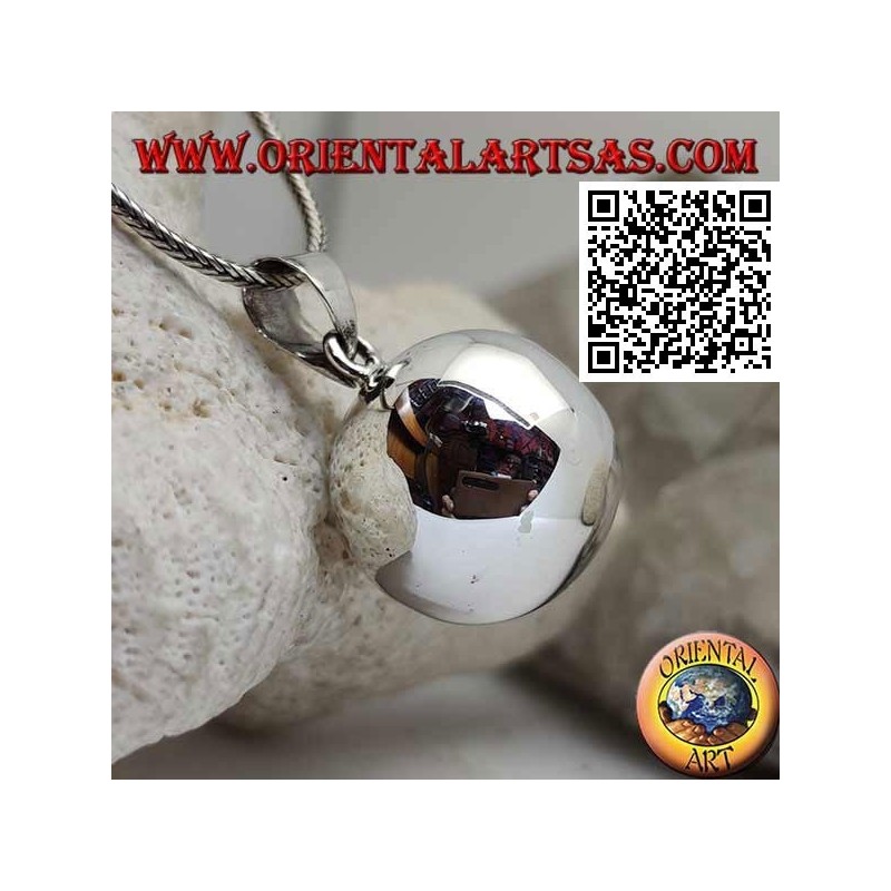Simple and smooth "Call of the Angels" silver pendant (Ø 23mm.)