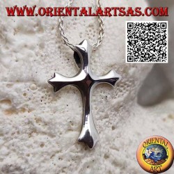 Silver pendant in the shape of a smooth three-pointed cross with hook on the back