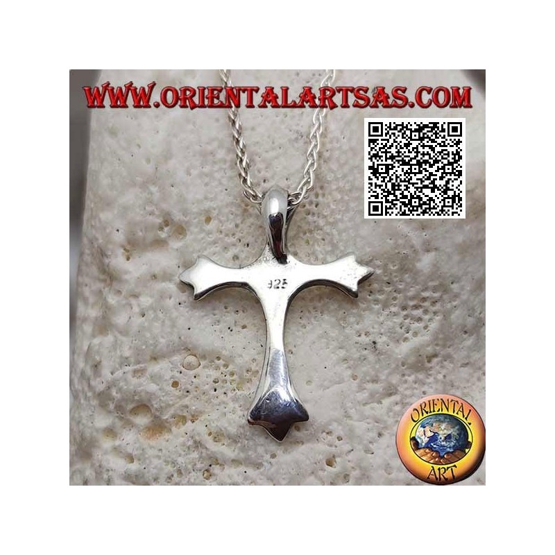 Pendentif en argent en forme de croix lisse à trois branches avec crochet au dos