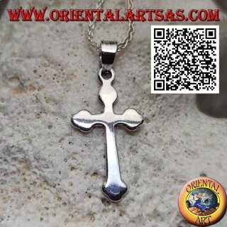 Silver pendant in the shape of a smooth Russian Orthodox cross