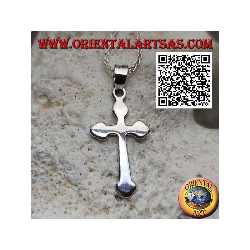 Silver pendant in the shape of a smooth Russian Orthodox cross