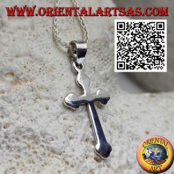 Silver pendant in the shape of a smooth Russian Orthodox cross