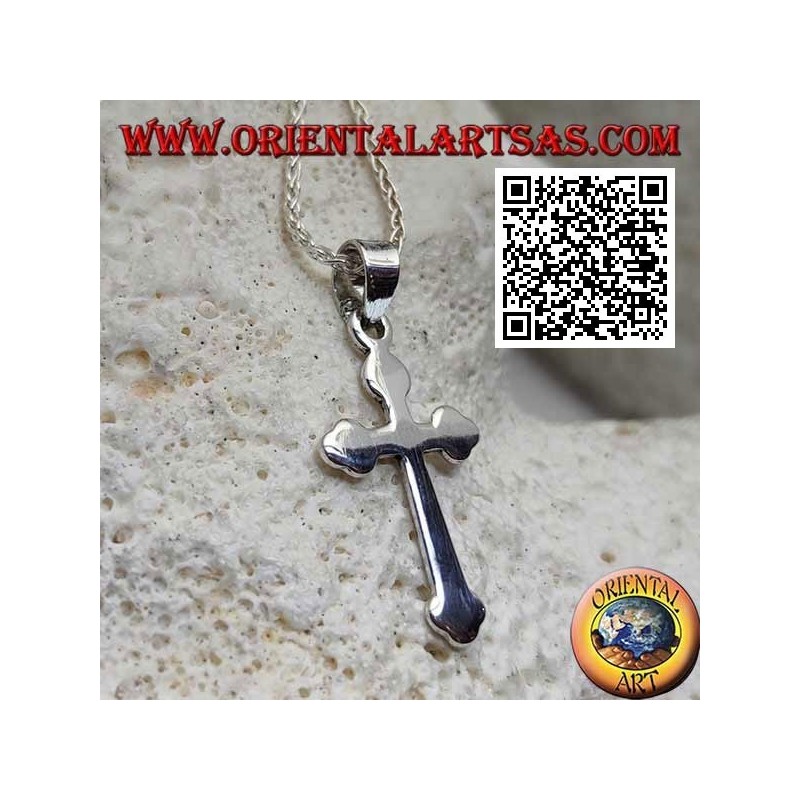 Colgante de plata en forma de cruz ortodoxa rusa lisa
