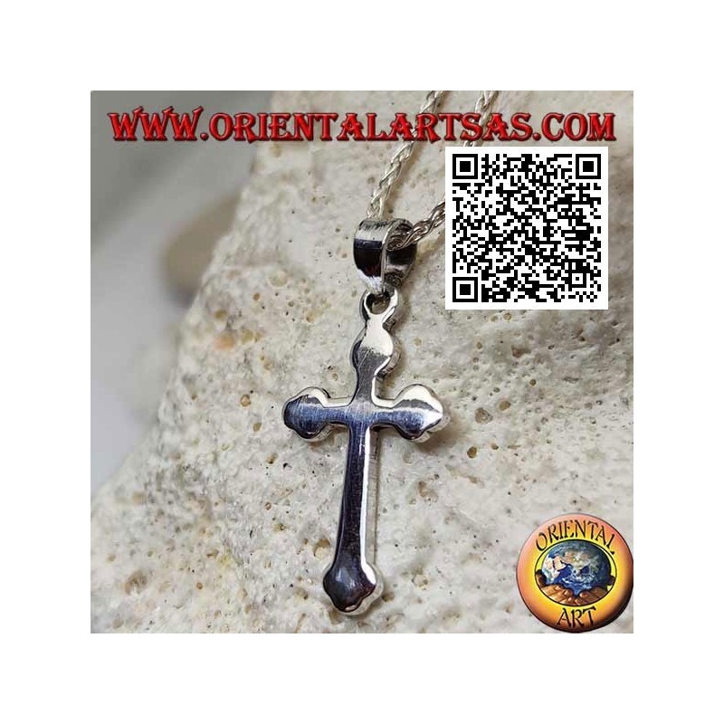 Silver pendant in the shape of a smooth Russian Orthodox cross