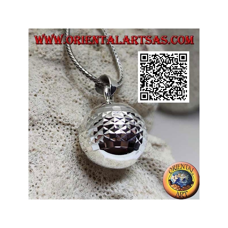 Silver pendant "Call of the Angels" with diamond processing (Ø 20mm.)