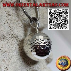 Silver pendant "Call of the Angels" with diamond processing (Ø 20mm.)