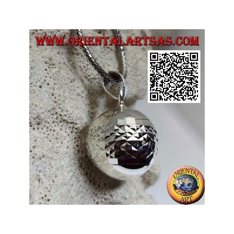 Silver pendant "Call of the Angels" with diamond processing (Ø 20mm.)