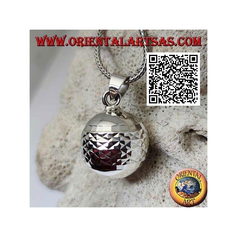 Ciondolo in argento "Chiama Angeli" a lavorazione diamantata (Ø 20mm.)