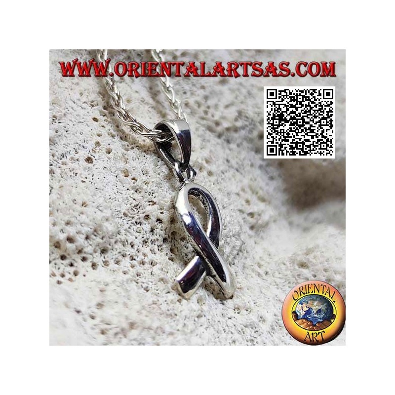 Silver "pink ribbon" pendant, symbol of the campaign on breast cancer awareness