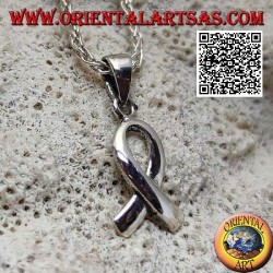Silver "pink ribbon" pendant, symbol of the campaign on breast cancer awareness