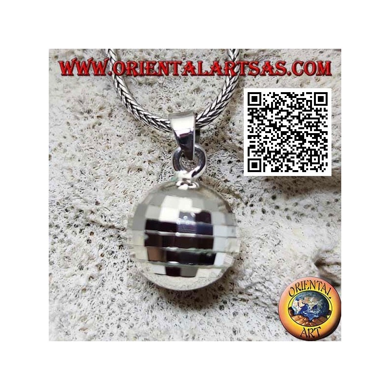 Ciondolo in argento "Chiama Angeli" a quadretti speculari (Ø 14 mm.)