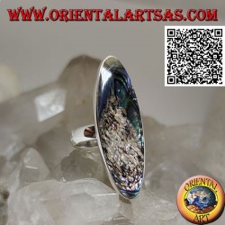 Silberring mit einer länglichen ovalen Paua-Schale (Abalone) mit einer glatten Kante (13)