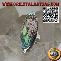 Silberring mit einer länglichen ovalen Paua-Schale (Abalone) mit einer glatten Kante (13)