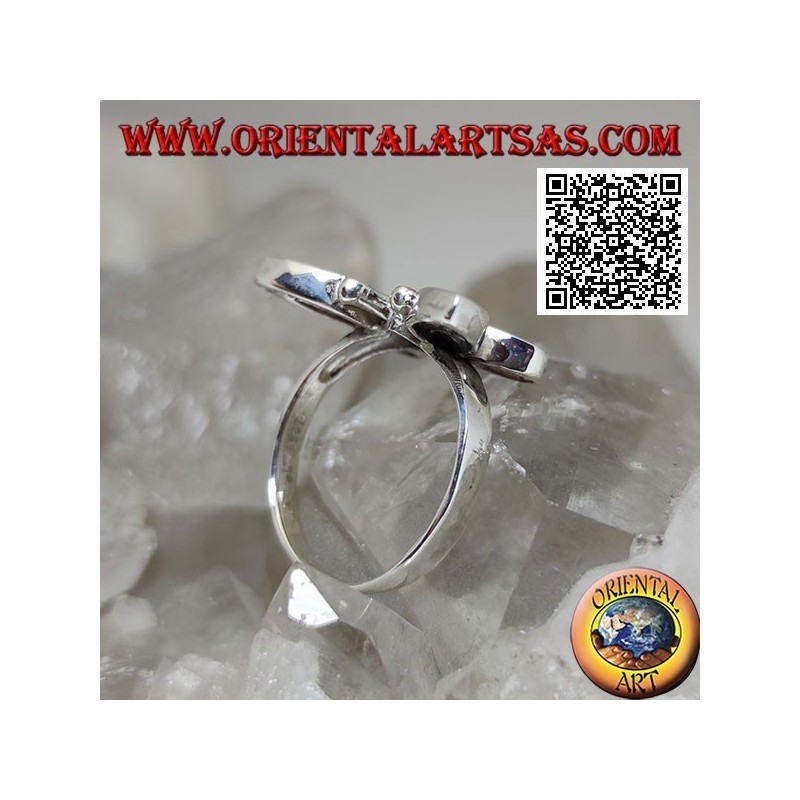 Anillo de plata en forma de mariposa con alas de nácar rosa