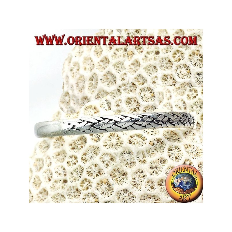 bracciale rigido con intrecciato fatto a mano in argento