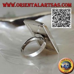Bague en argent avec nacre rectangulaire avec bord lisse (réglable)