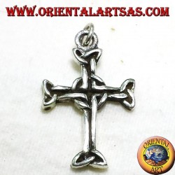 Celtic cross pendant with silver triskell