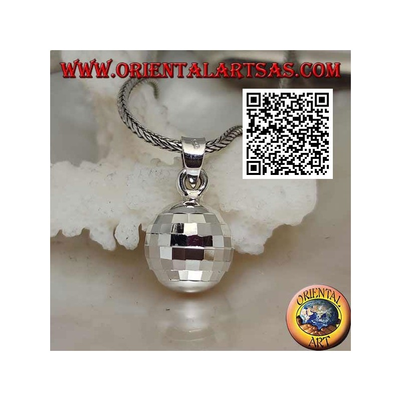 Silver pendant "Call Angels" with specular squares (Ø 13 mm.)