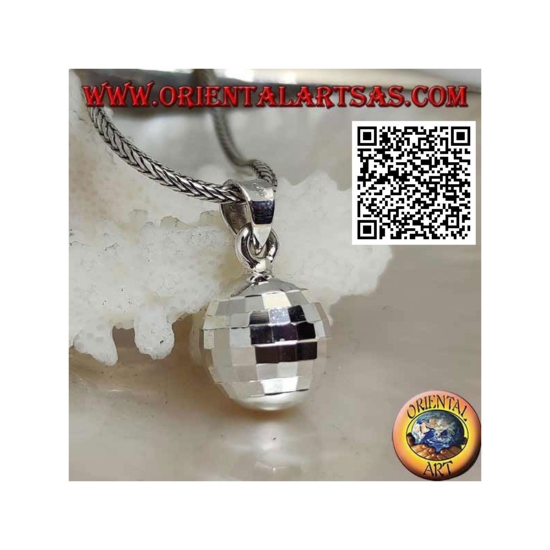 Silver pendant "Call Angels" with specular squares (Ø 13 mm.)