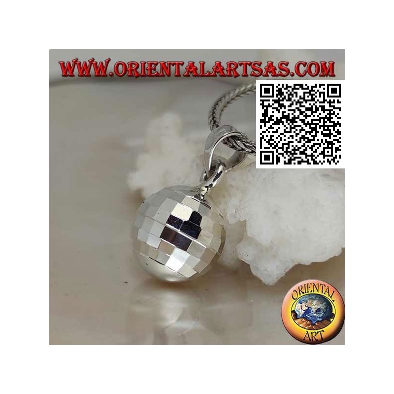 Ciondolo in argento "Chiama Angeli" a quadretti speculari (Ø 13 mm.)