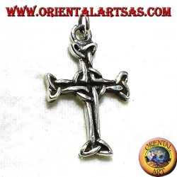 ciondolo croce celtica con triskell in argento
