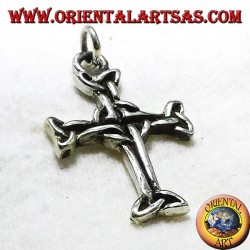 Celtic cross pendant with silver triskell
