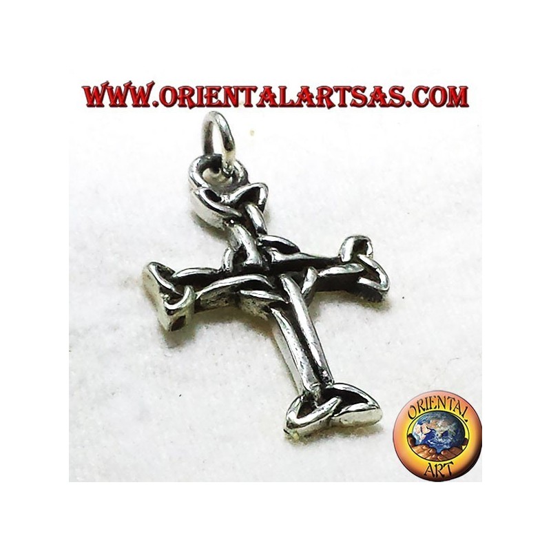 Celtic cross pendant with silver triskell