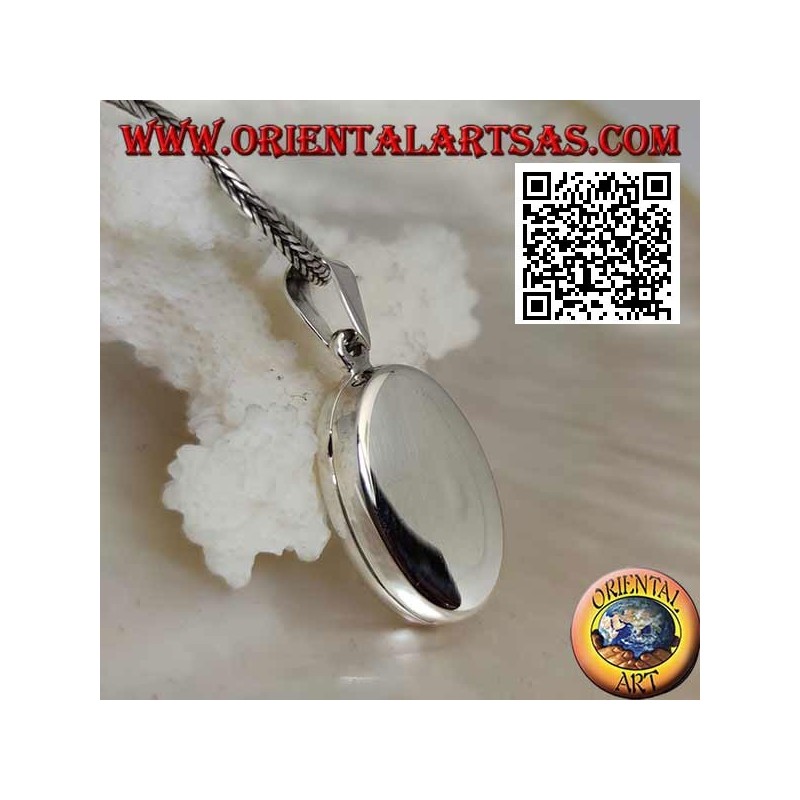 Flacher ovaler glatter silberner Fotorahmenanhänger (22 * 16)