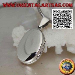 Flat oval smooth silver photo frame pendant (22 * 16)