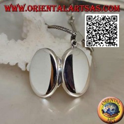 Pendentif cadre photo argenté plat ovale lisse (22 * 16)