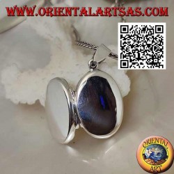 Pendentif cadre photo argenté plat ovale lisse (22 * 16)