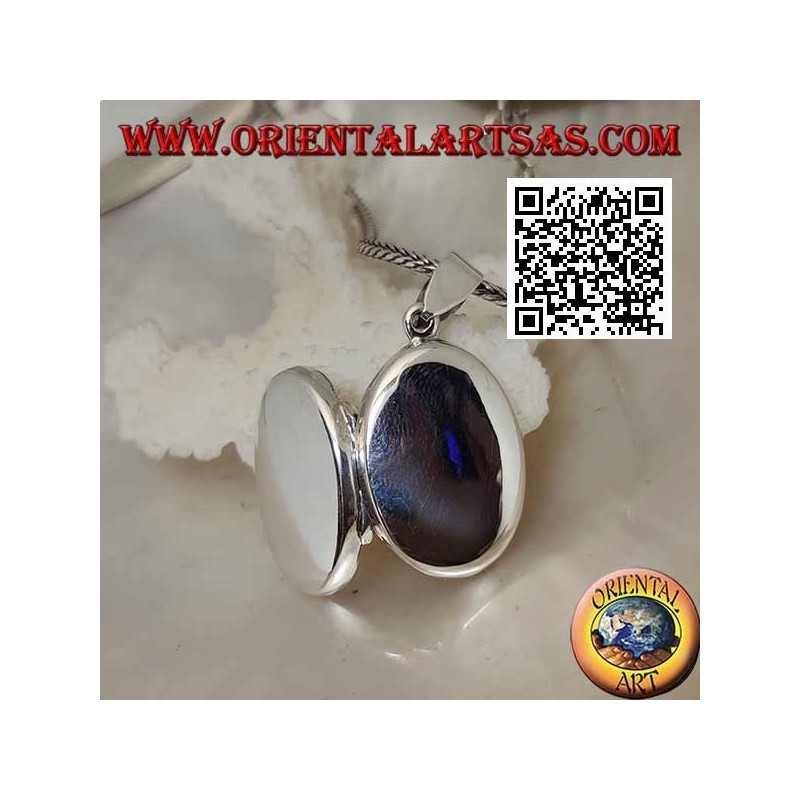 Ciondolo portafoto in argento liscio ovale piatto (22*16)