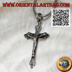 Silver pendant representing the crucifixion of Jesus Christ on an orthodox cross