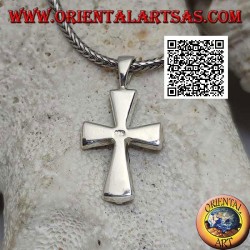 Colgante cruz de plata con brazos turquesa y cuadrado central en plata