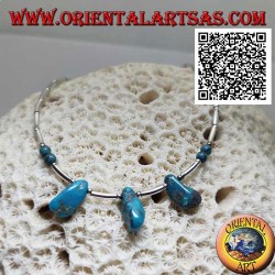 Gargantilla de plata 925 ‰, tubos de plata roscados y fragmentos de turquesa tibetana antigua