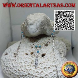 Gargantilla de plata 925 ‰, tubos roscados y fragmentos de turquesa con atrapasueños y pluma