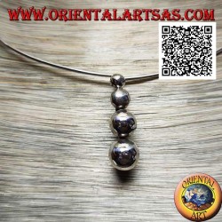 Rigid 925 ‰ silver choker necklace with 4 hanging growing spheres